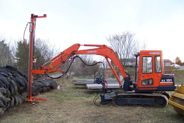 An orange excavator